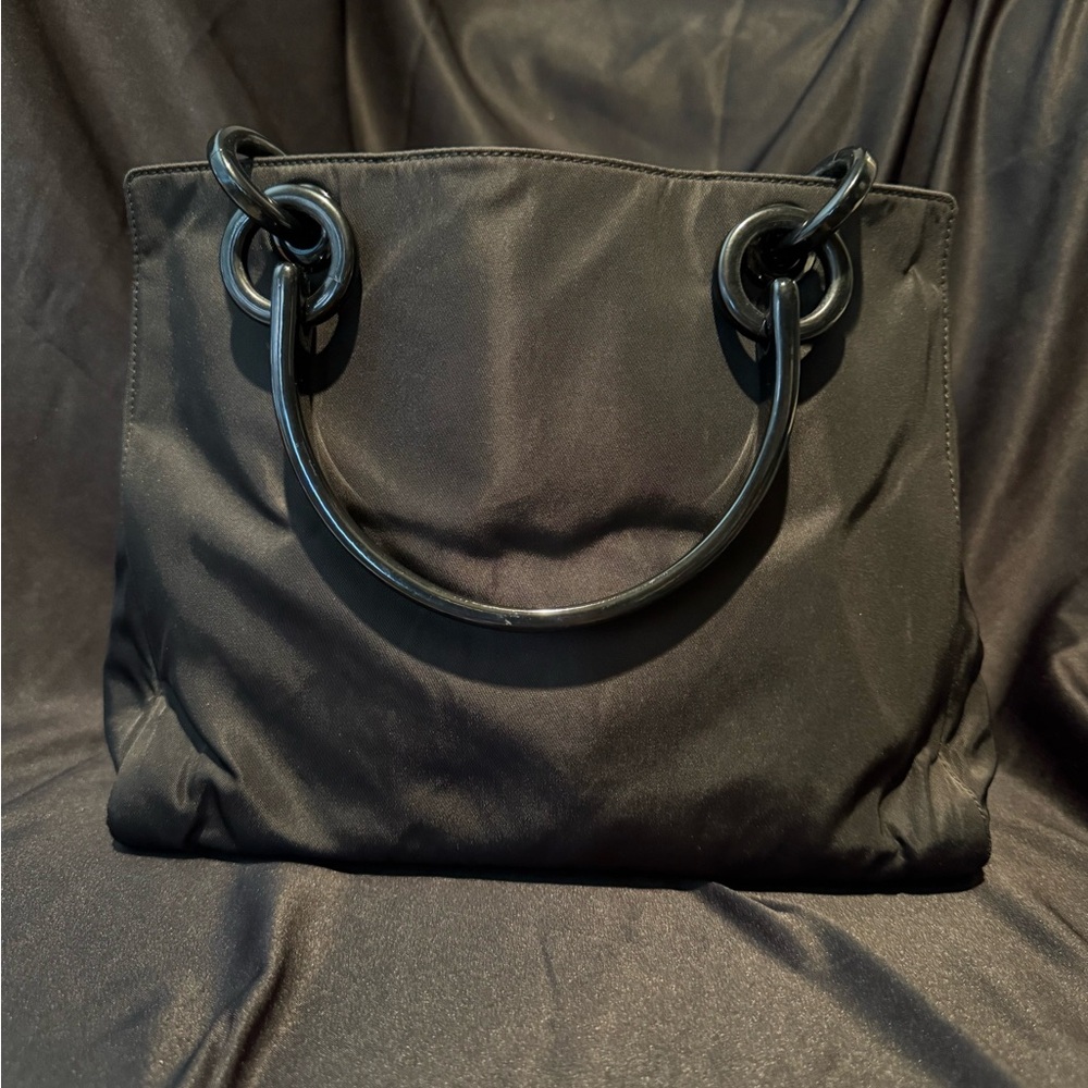 ❌SOLD❌💯Authentic Prada Black Tessuto Plastic Links Top Handle Bag